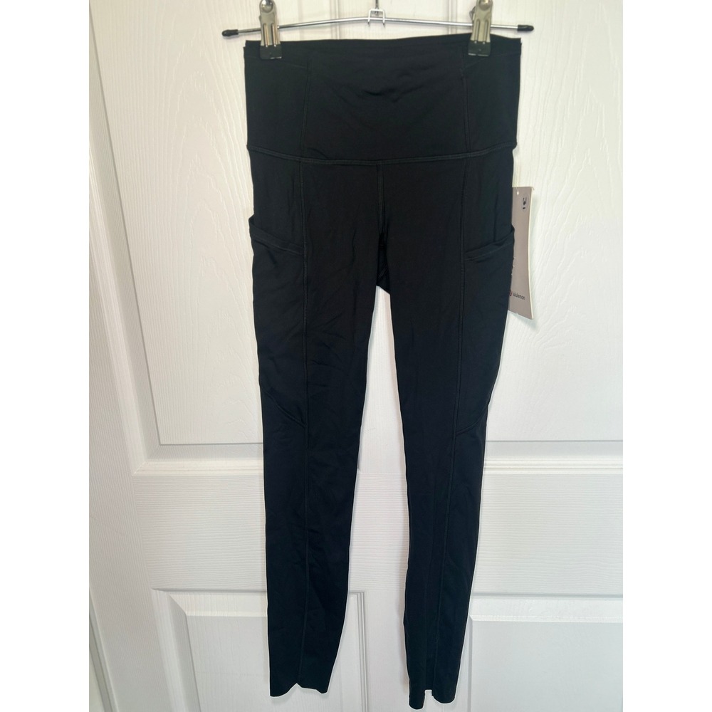 Lululemon‎ Fast and Free High-Rise Tight 25" 2 Black Nulux Running Pockets NWT